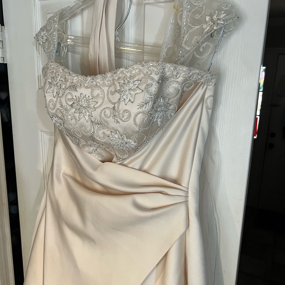 Maggie Sottero Cream Couture Gown with purse and veil